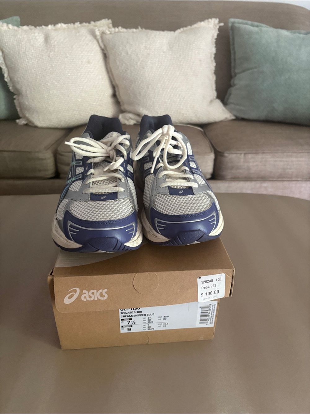 ASICS Kids Navy Blue and White Sneakers